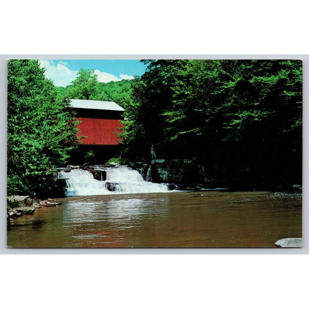Postcard PA Johnburg Packsaddle Covered Bridge Doc Miller Unposted c1960s
